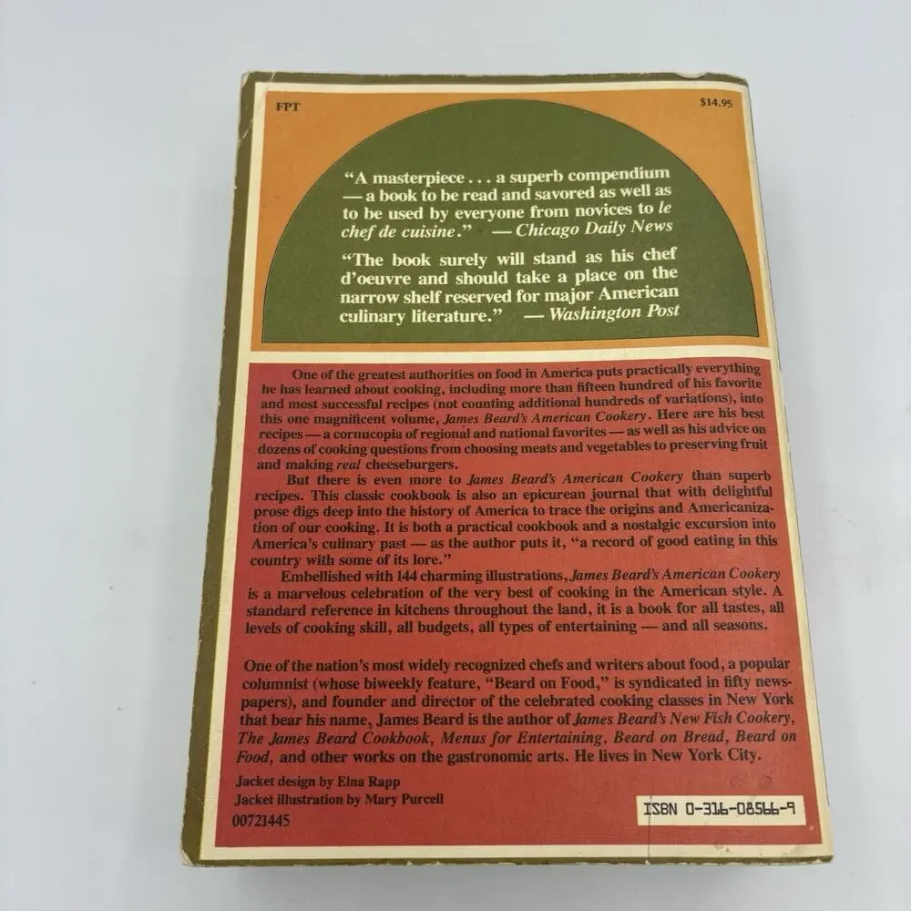 James Beard's American Cookery Cookbook Paperback 1972‎ Vintage